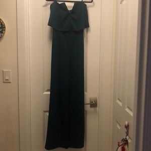 Lulus emerald green strapless jumpsuit